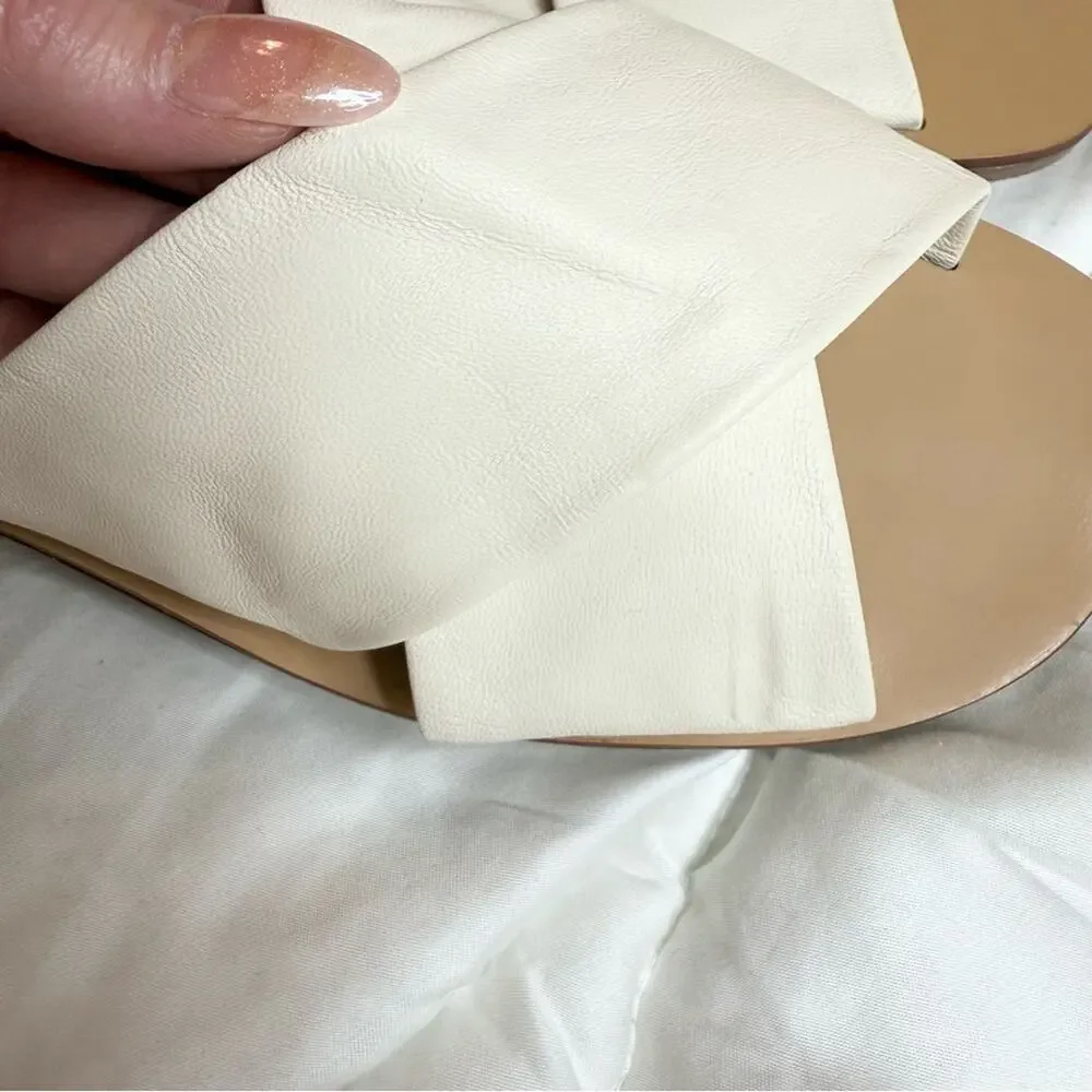 Everlane Day Crossover Sandals Size 5.5 Leather Cream Flat Slip On New w/o Box - Picture 6 of 7